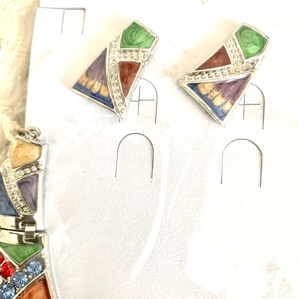New💕Geometric Rhinestone Necklace Set - Picture 3 of 6